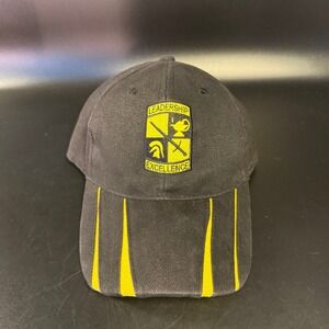 Leadership Excellence Military Hat Cap Black‎ Yellow Adjustable Adult